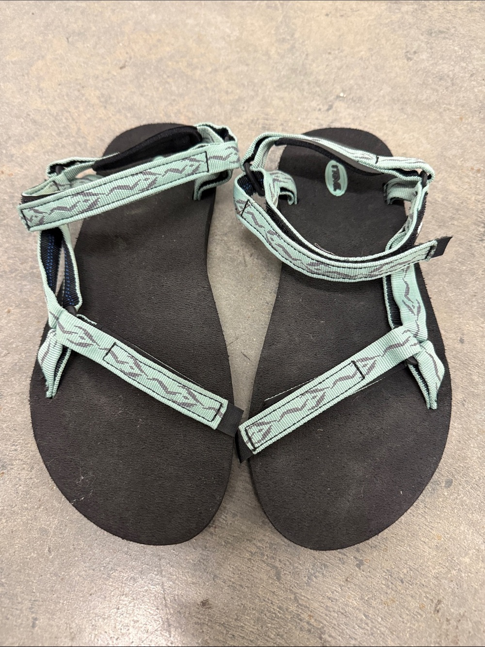 Teva Mint Green Strap Sandals with Black Footbed